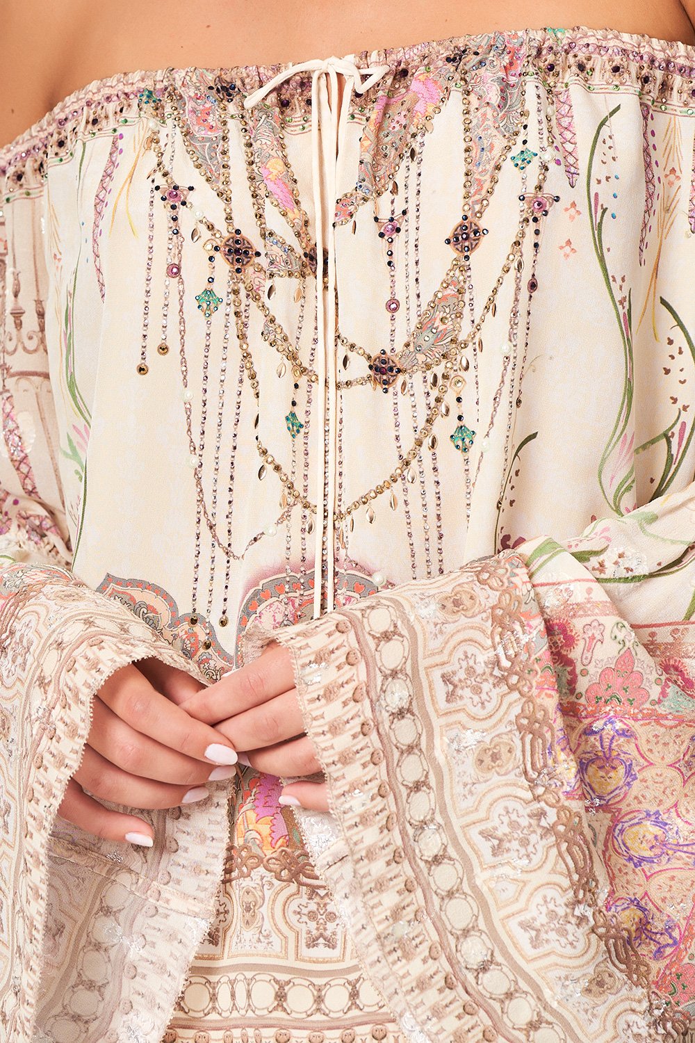 CAMILLA DROP SHOULDER TIE SLEEVE TOP GOLDEN AGE