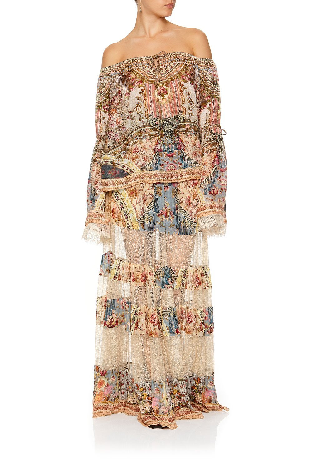 DROP SHOULDER TIE SLEEVE TOP JEANNE QUEEN