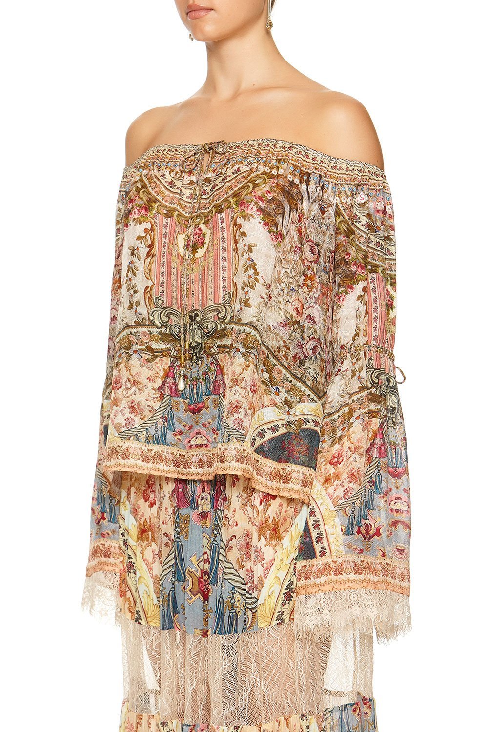 DROP SHOULDER TIE SLEEVE TOP JEANNE QUEEN