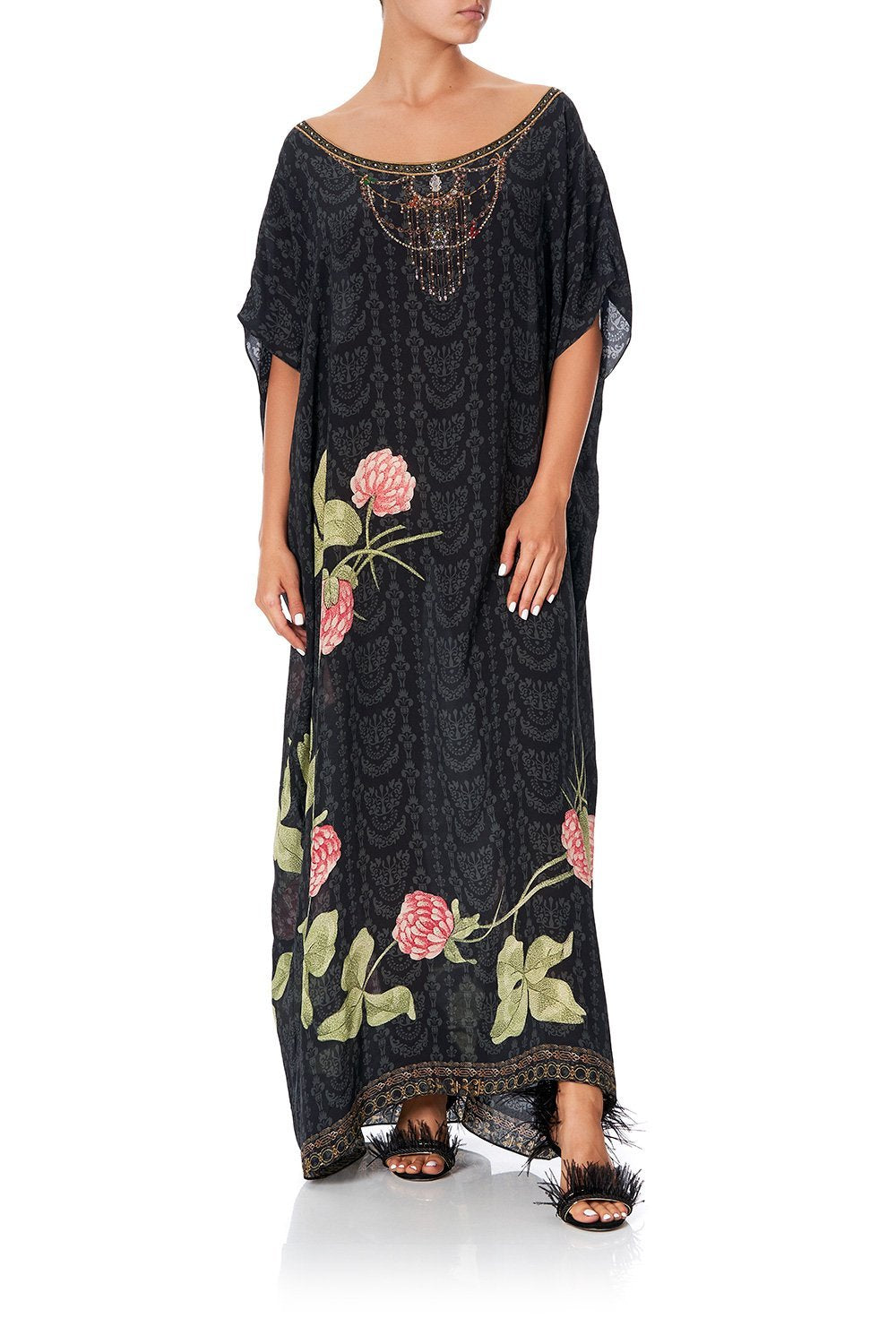 SLIM LINE ROUND NECK KAFTAN PROVINCIAL PETAL