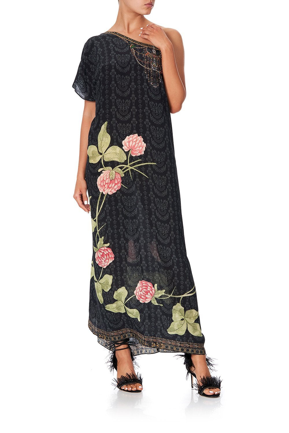 SLIM LINE ROUND NECK KAFTAN PROVINCIAL PETAL