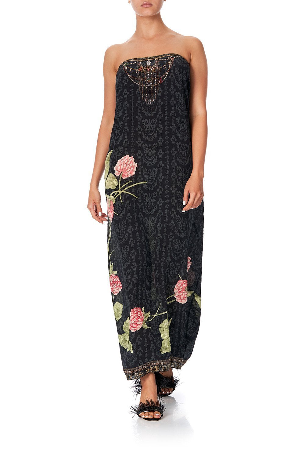 SLIM LINE ROUND NECK KAFTAN PROVINCIAL PETAL