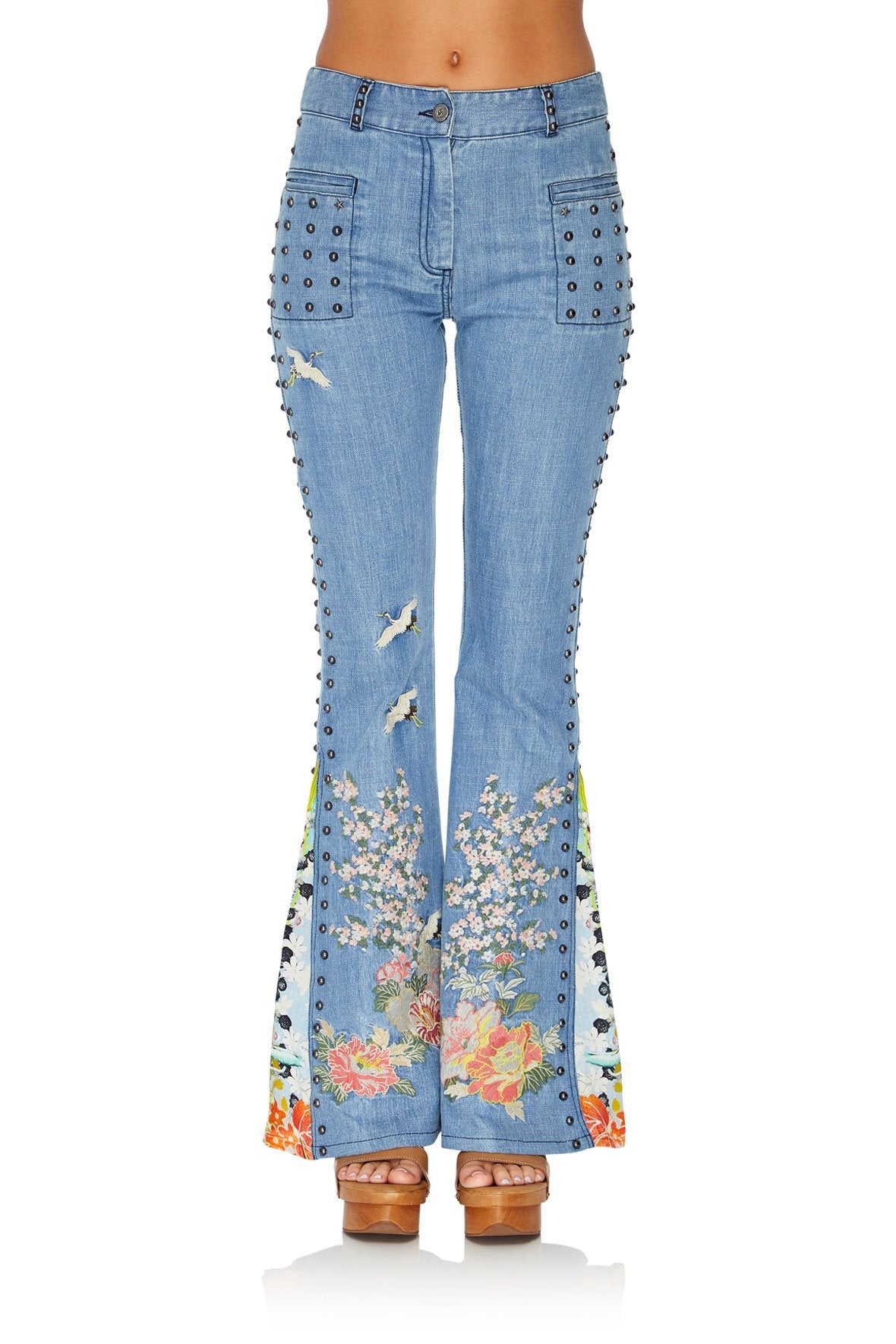 FLARED JEAN WITH CONTRAST PANEL THE STILL ABYSS