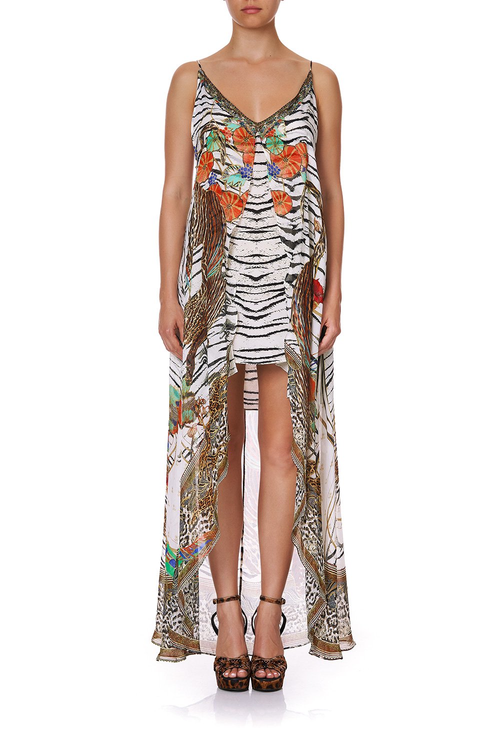 FLARED MINI WITH SHEER OVERLAY COSMIC CONFLICT