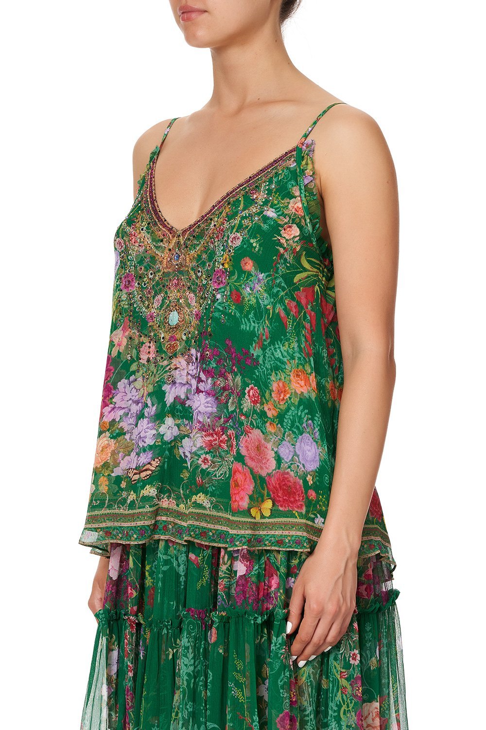 GATHERED CAMI WITH ADJUSTABLE STRAPS DIARIES FROM A VILLA