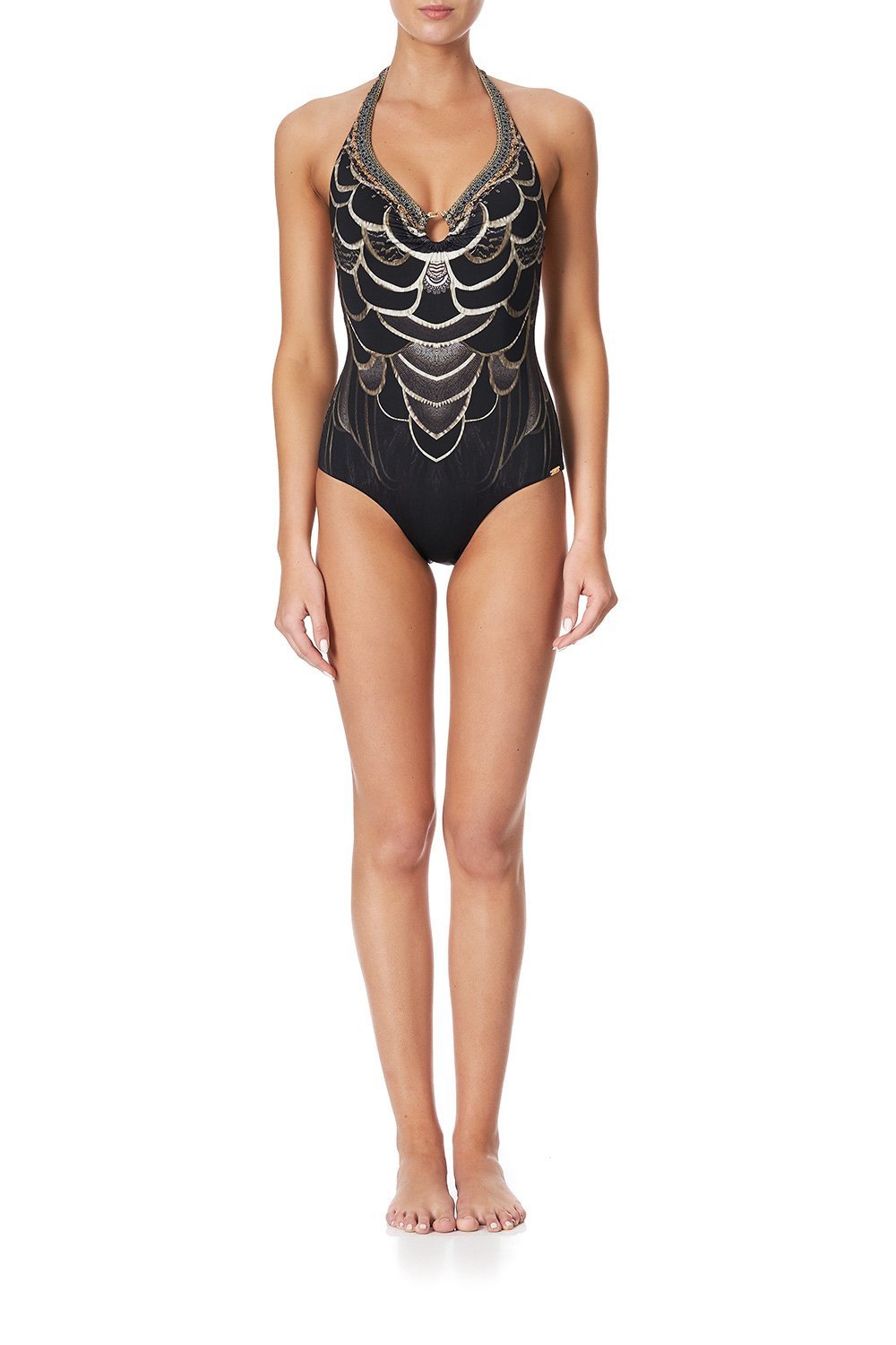 HALTER ONE PIECE WITH TRIM UNDER A FULL MOON