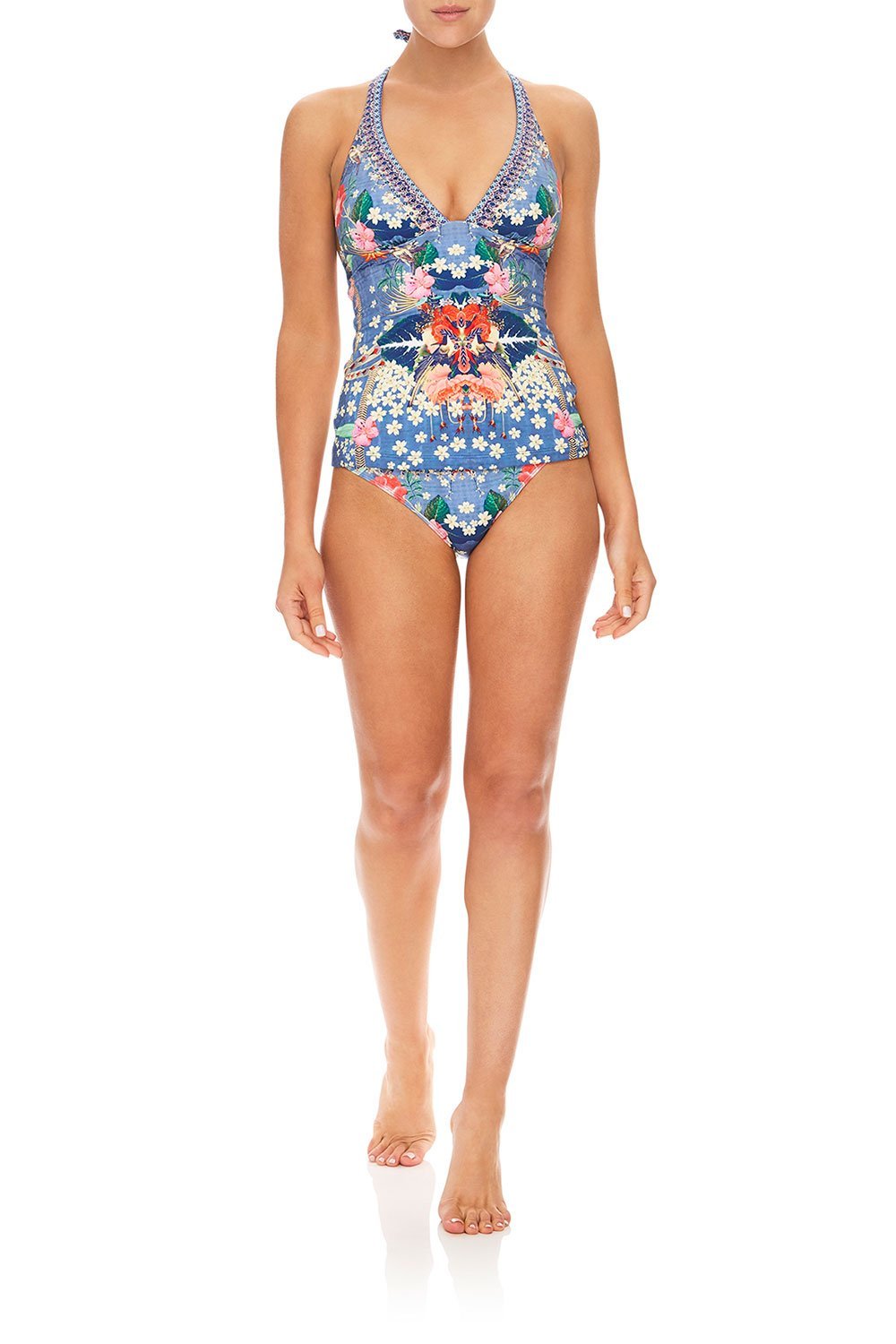 CAMILLA FARAWAY FLORALS HALTER TANKINI