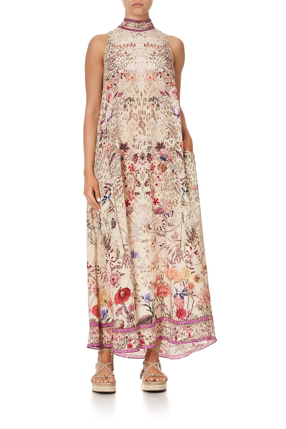 HIGH NECK DRESS WITH BACK NECK TIE DRIFTING DREAMER