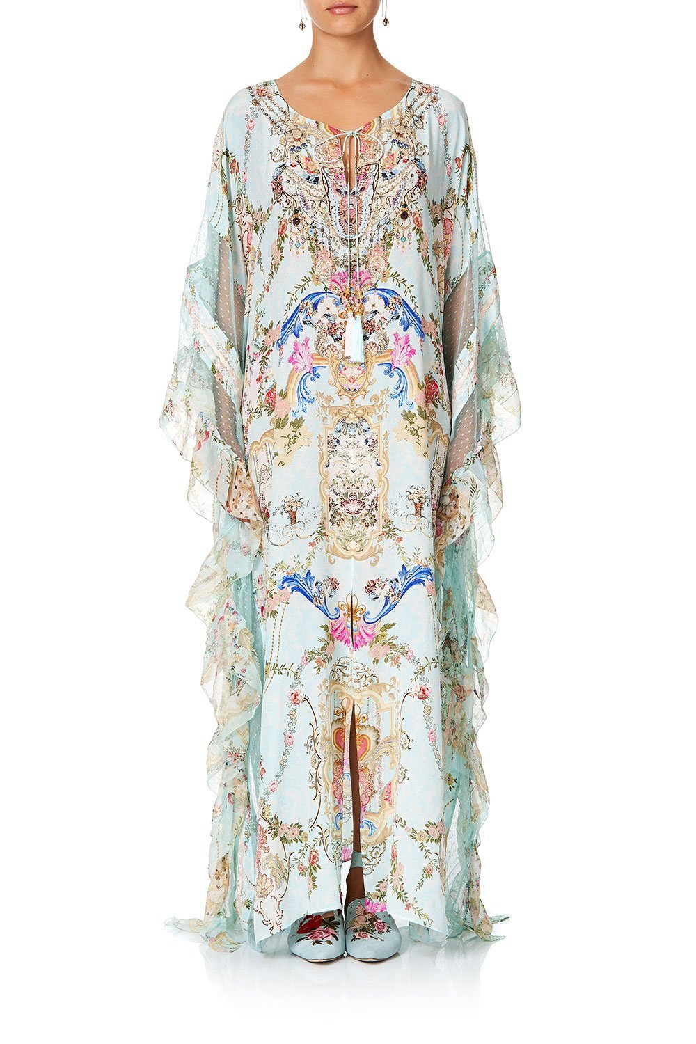 KAFTAN WITH FRILL PANELS VERSAILLES SKY