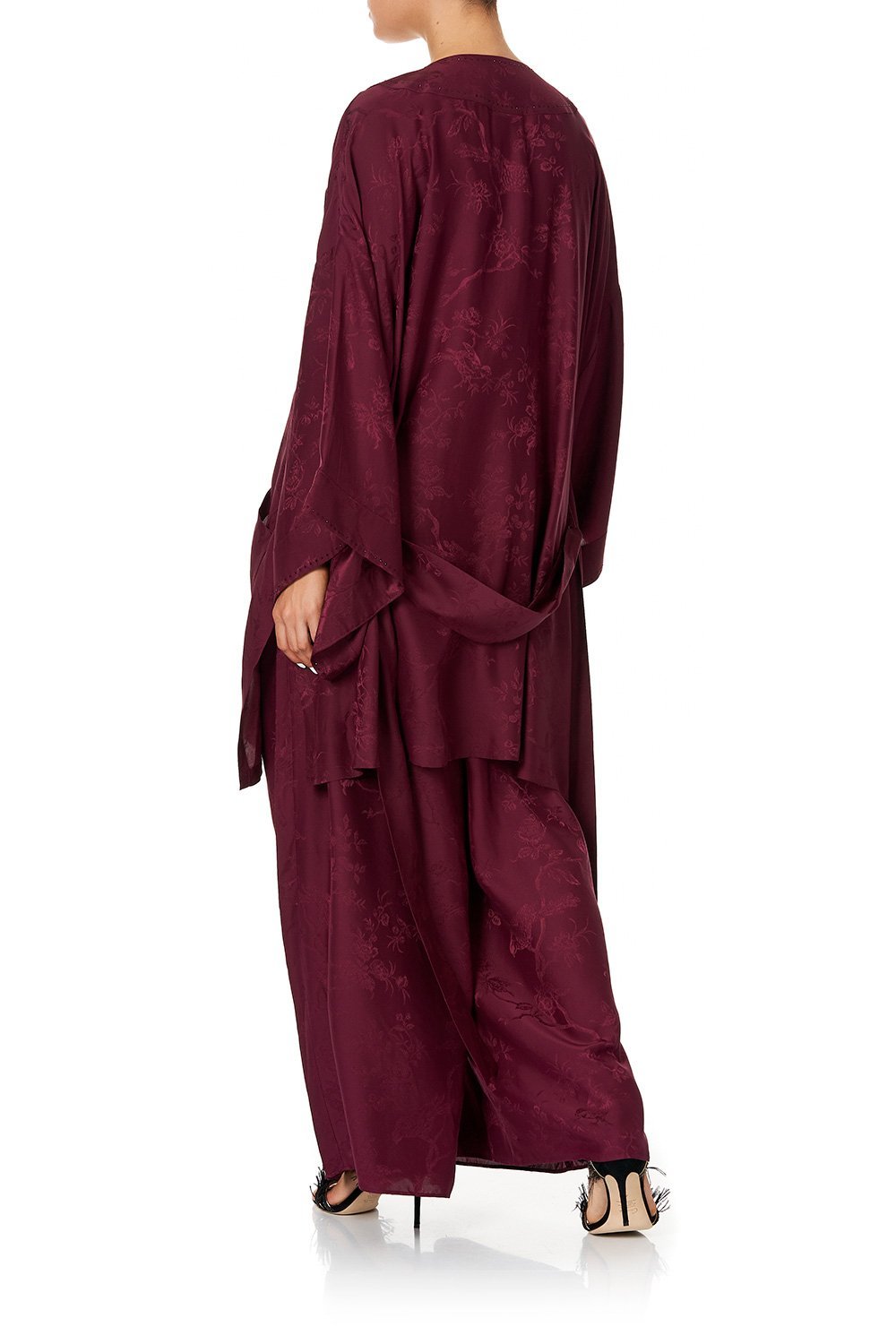KIMONO WITH TIE BELT BURGUNDY