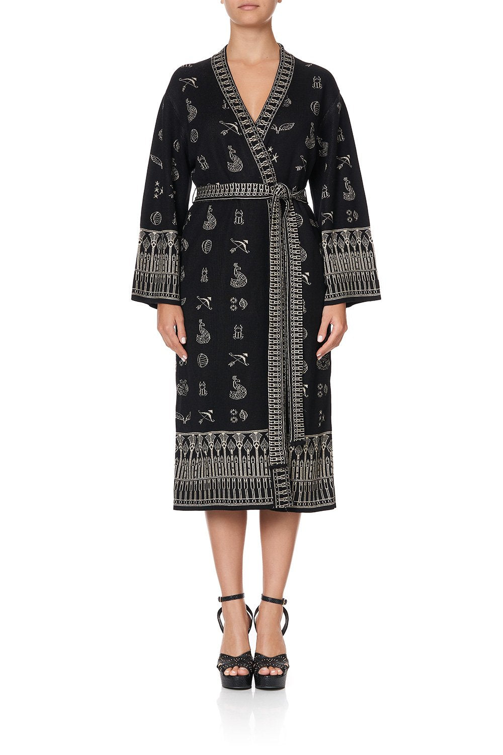 KNIT JACQUARD ROBE WITH WIDE SLEEVE COBRA KING