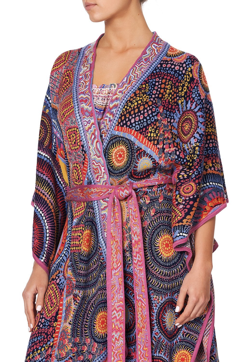 KNIT JACQUARD PONCHO WITH TIE WARLU DREAMING