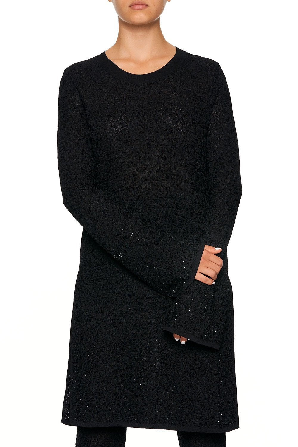 LACE KNIT TUNIC BLACK