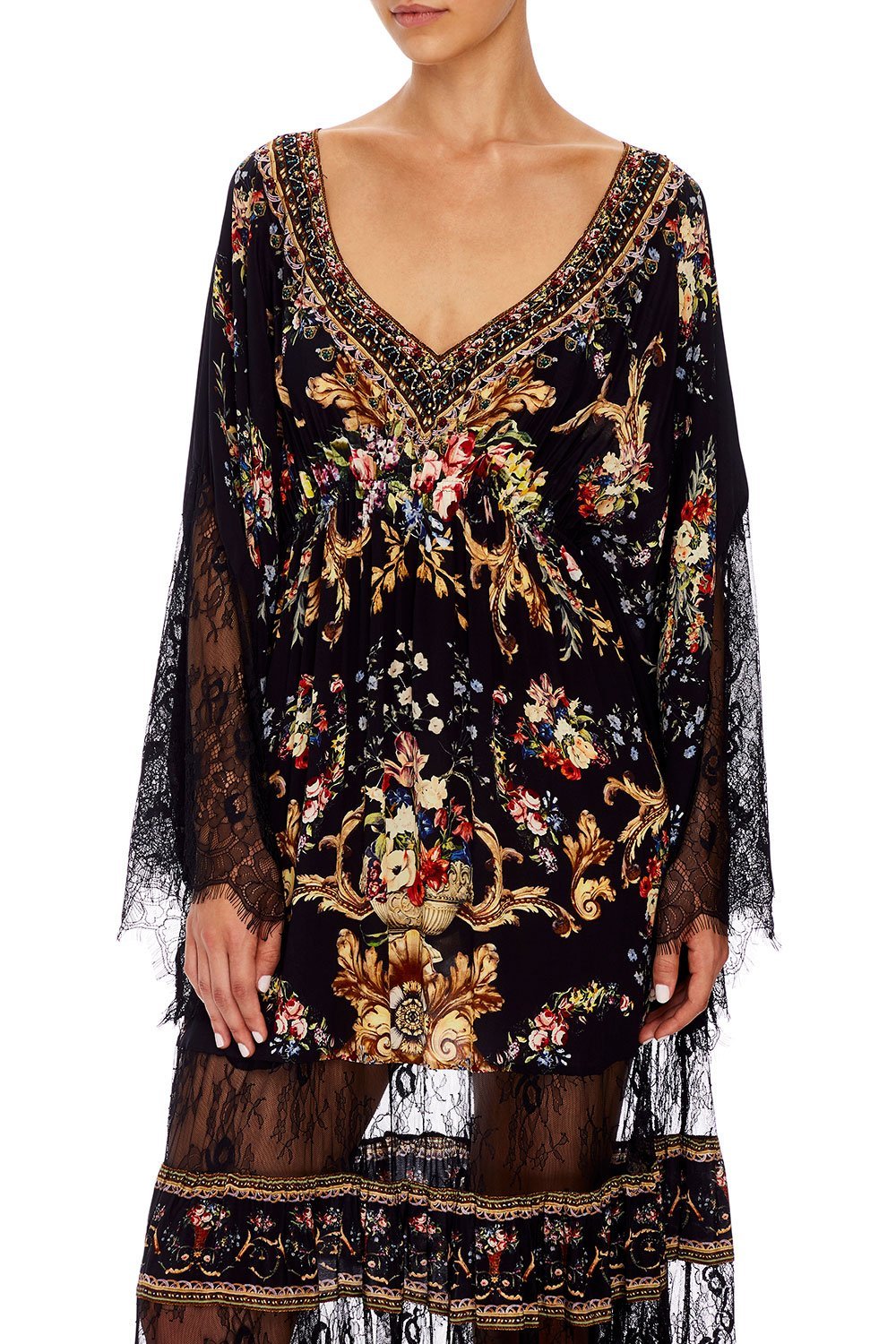 LACE PANEL DRESS FRIEND IN FLORA