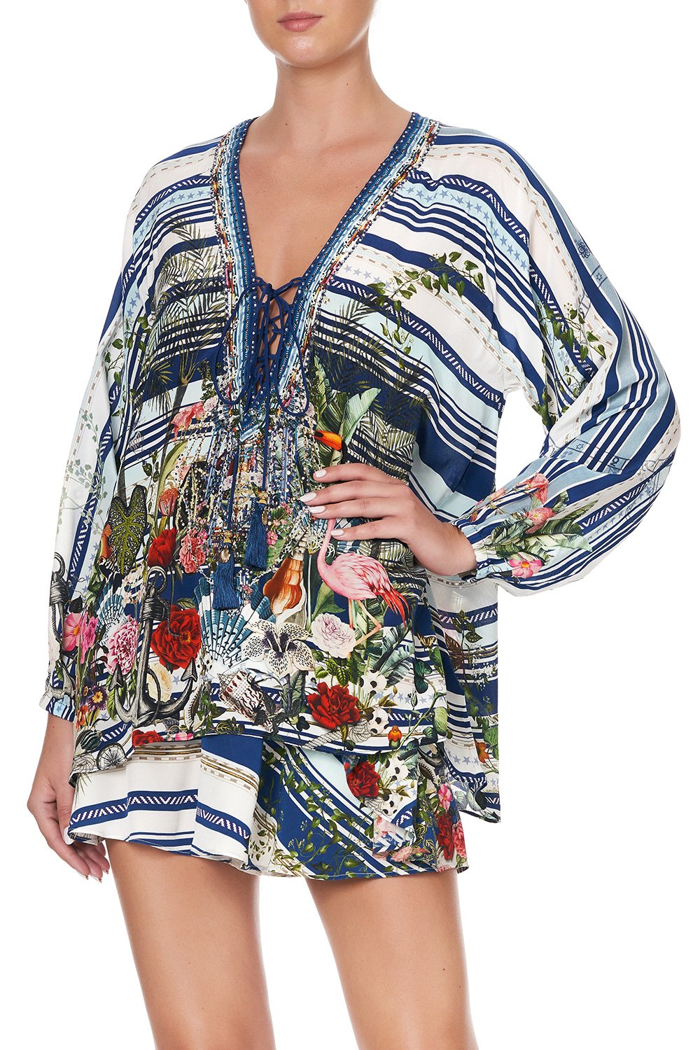 LACE UP BLOUSE SOLIS HEART