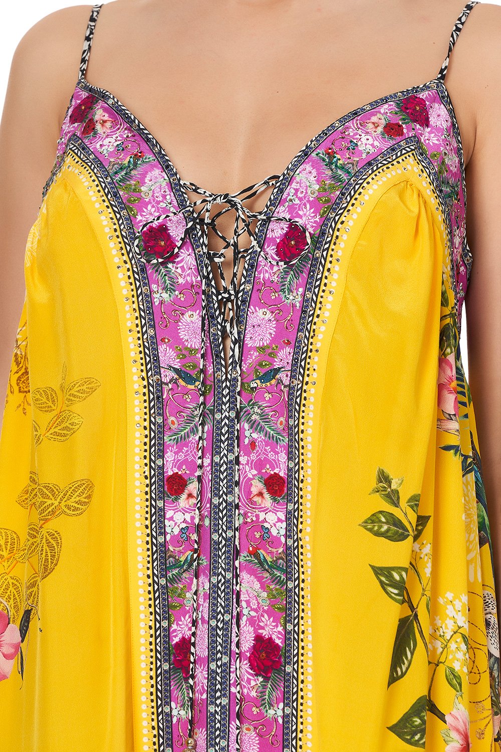 LACE UP FRONT DRESS SAFFRON MOON