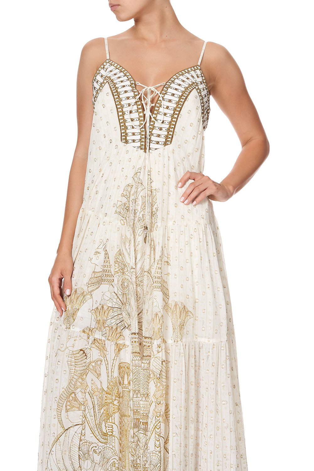 LACE UP FRONT PANEL DRESS THE QUEENS CHAMBER