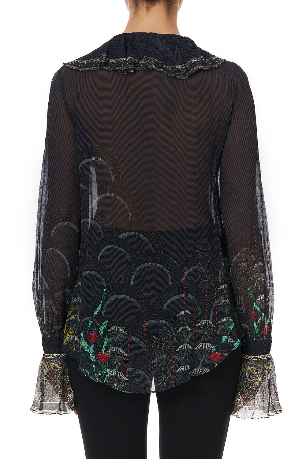 LACE UP RUFFLE BLOUSE WISE WINGS