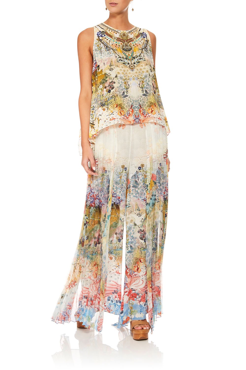 CAMILLA LADY LABYRINTH WIDE LEG PANT W PLEAT OVERLAY