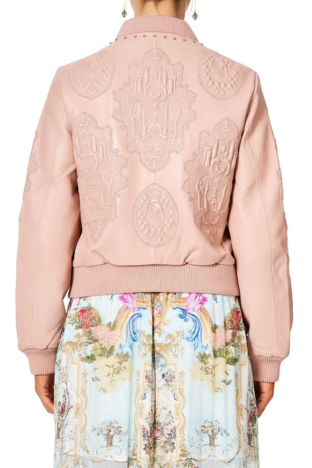 CAMILLA LEATHER BOMBER JACKET VERSAILLES SKY