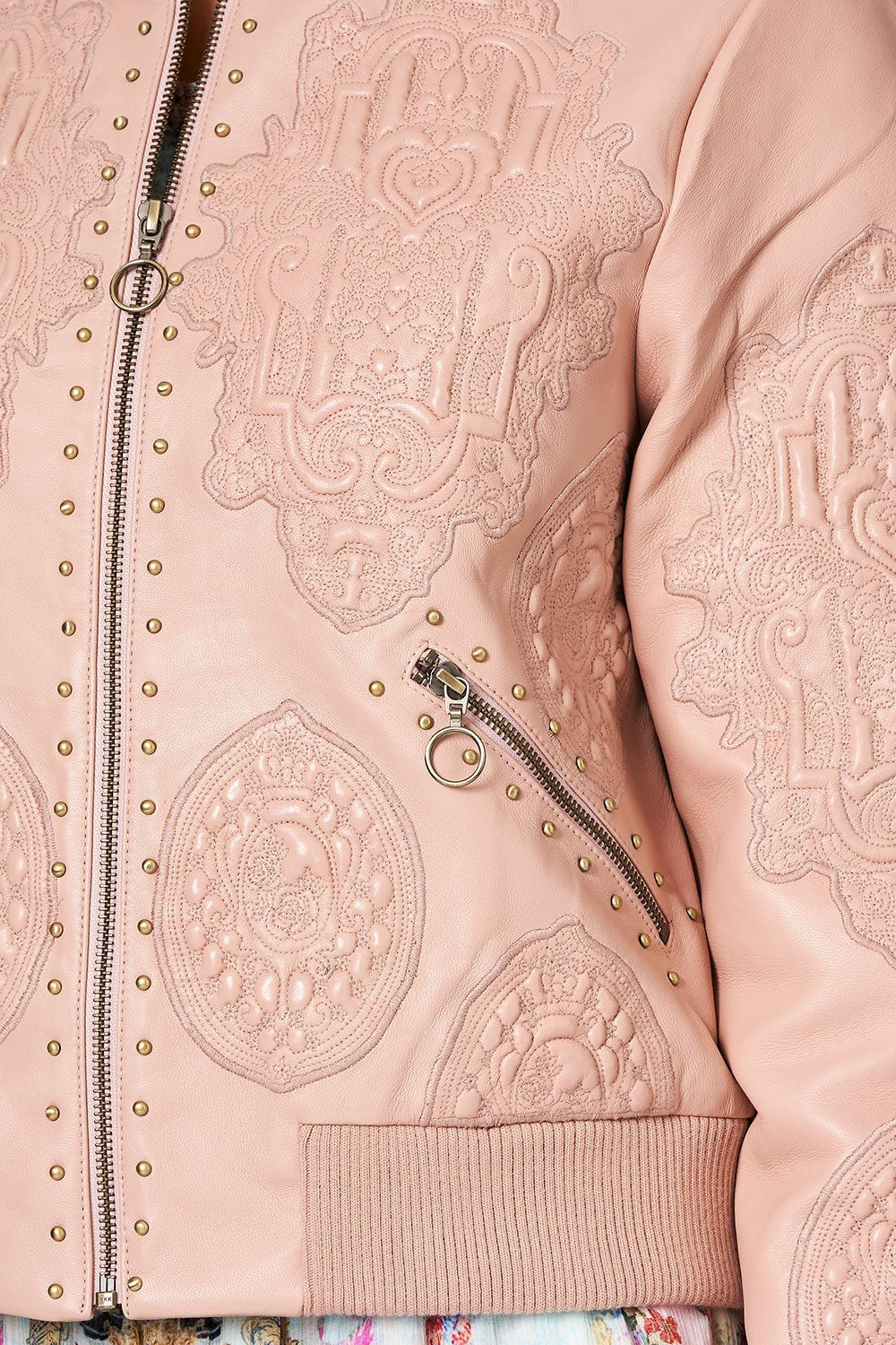 CAMILLA LEATHER BOMBER JACKET VERSAILLES SKY