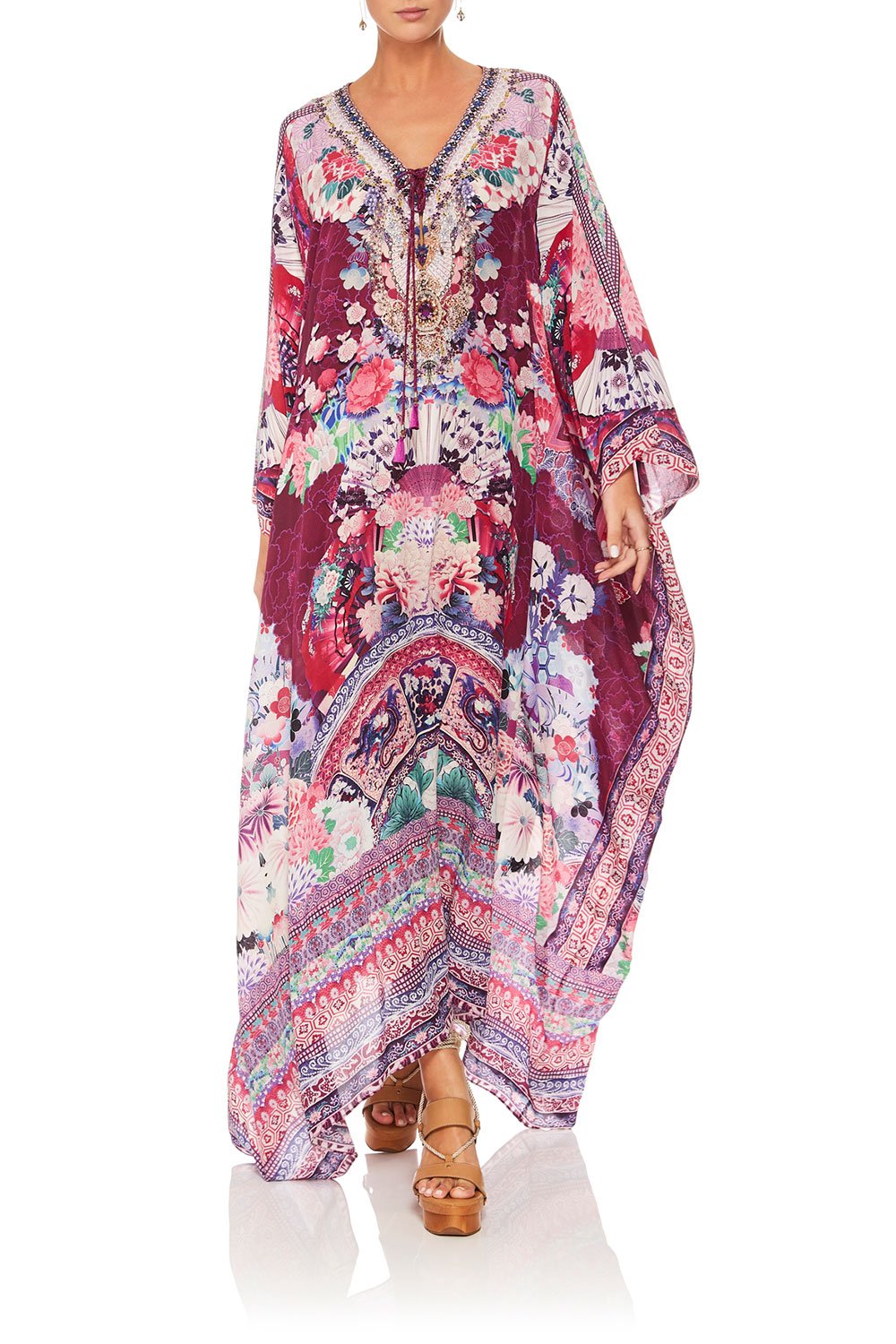 CAMILLA LITTLE OSAKA GIRL SPLIT HEM LACE UP KAFTAN