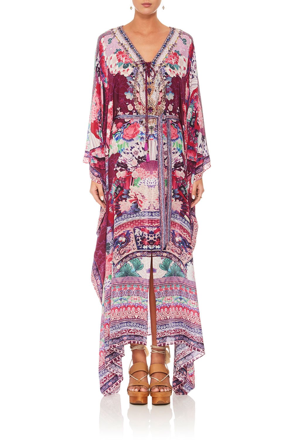 CAMILLA LITTLE OSAKA GIRL SPLIT HEM LACE UP KAFTAN
