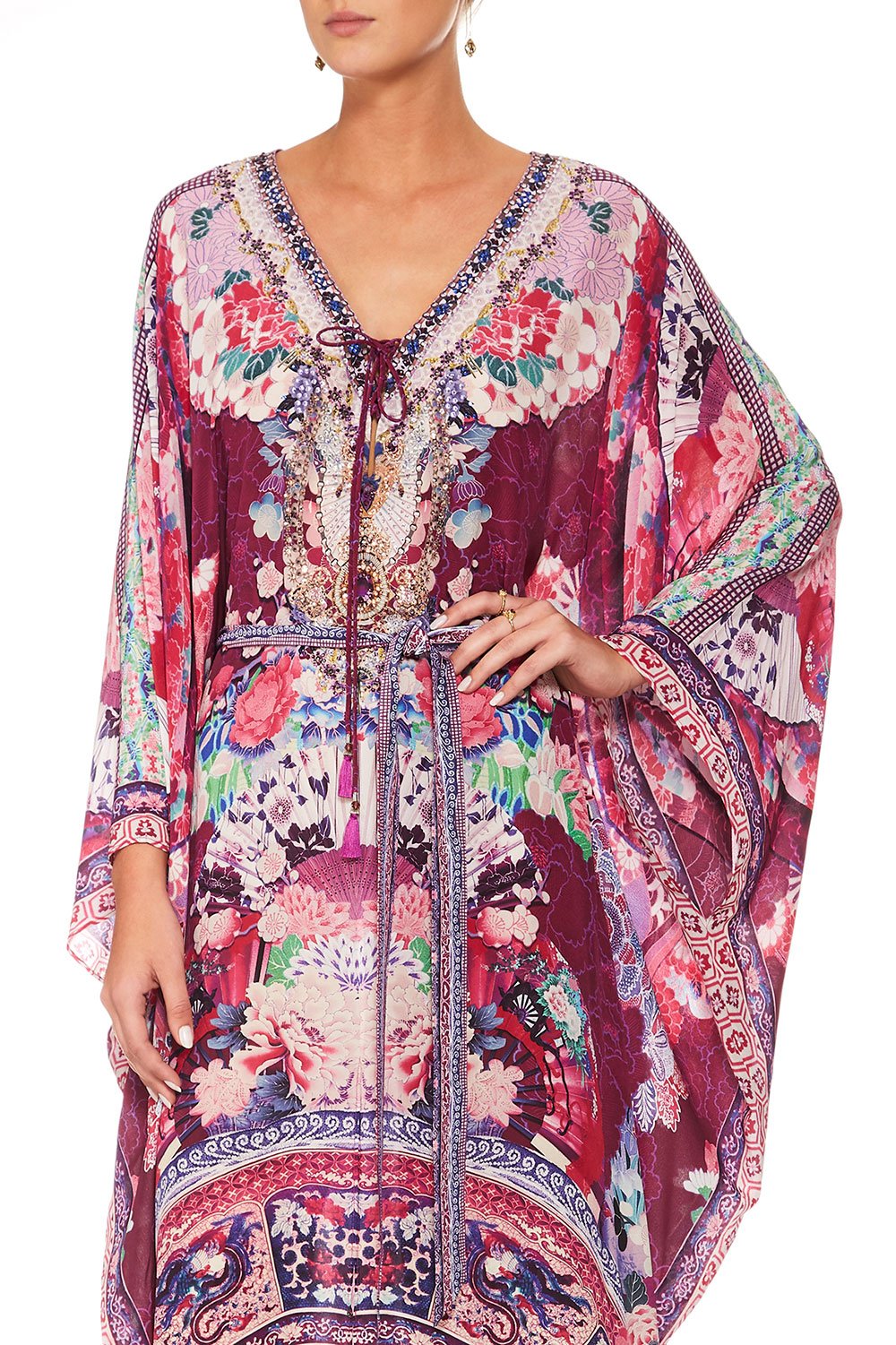 CAMILLA LITTLE OSAKA GIRL SPLIT HEM LACE UP KAFTAN