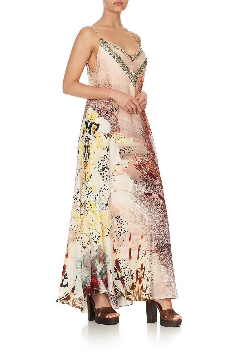 LONG DRESS WITH SHEER UNDERLAY COASTAL TREASURE