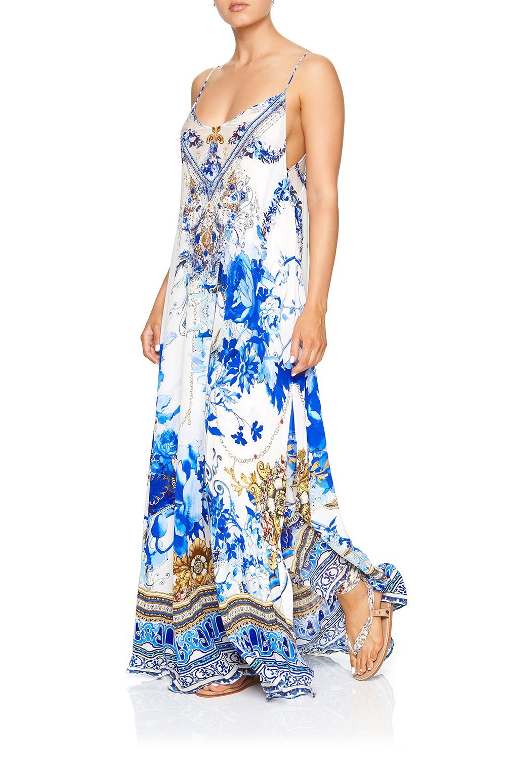 CAMILLA LONG DRESS WITH SHEER UNDERLAY SAINT GERMAINE