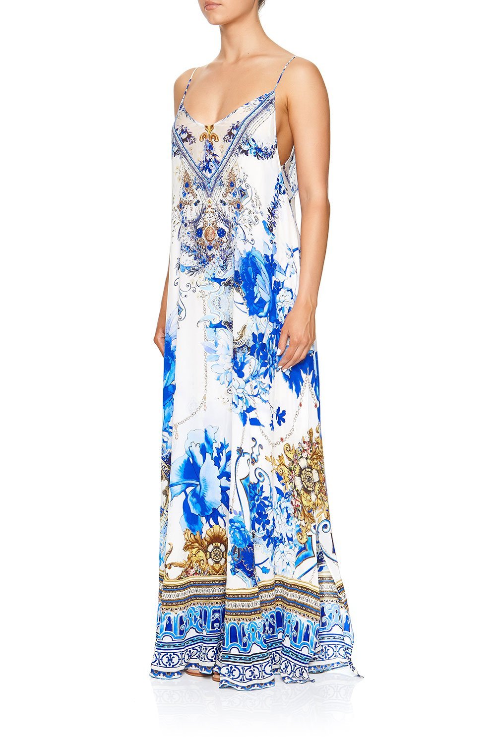 CAMILLA LONG DRESS WITH SHEER UNDERLAY SAINT GERMAINE