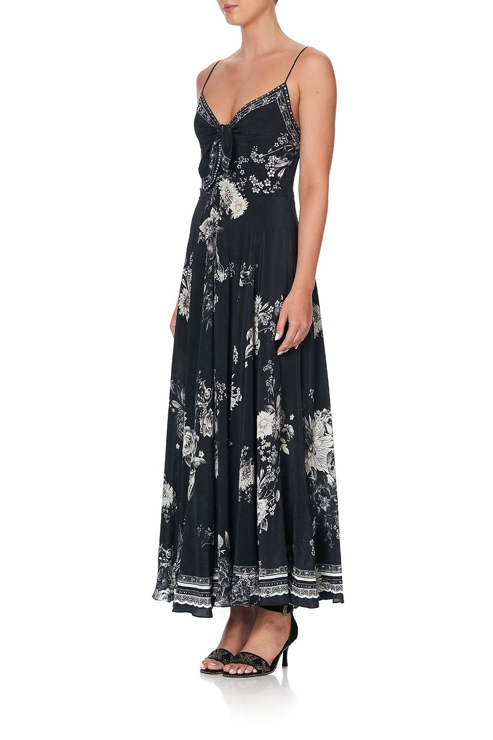 LONG DRESS WITH TIE FRONT MOONSHINE BLOOM
