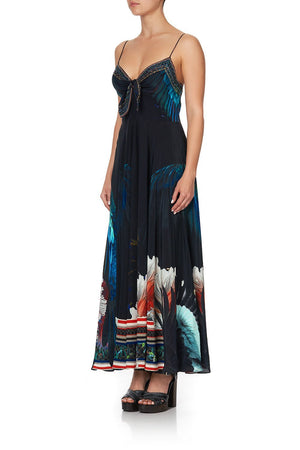 LONG DRESS WITH TIE FRONT NIGHT FLIGHT
