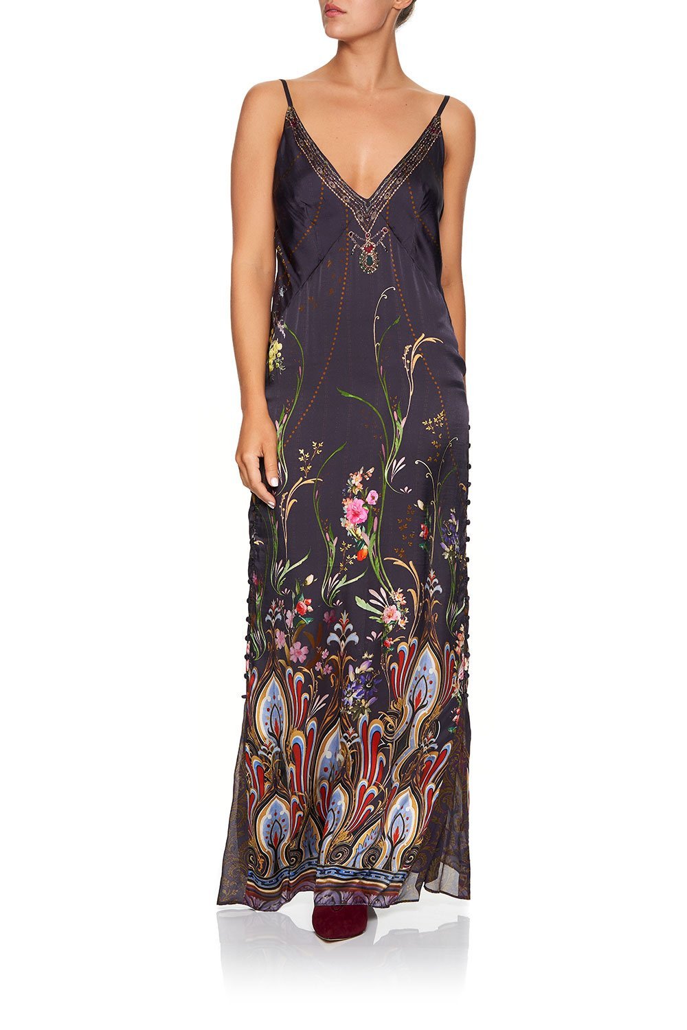 LONG GODET SLIP DRESS WILD FLOWER