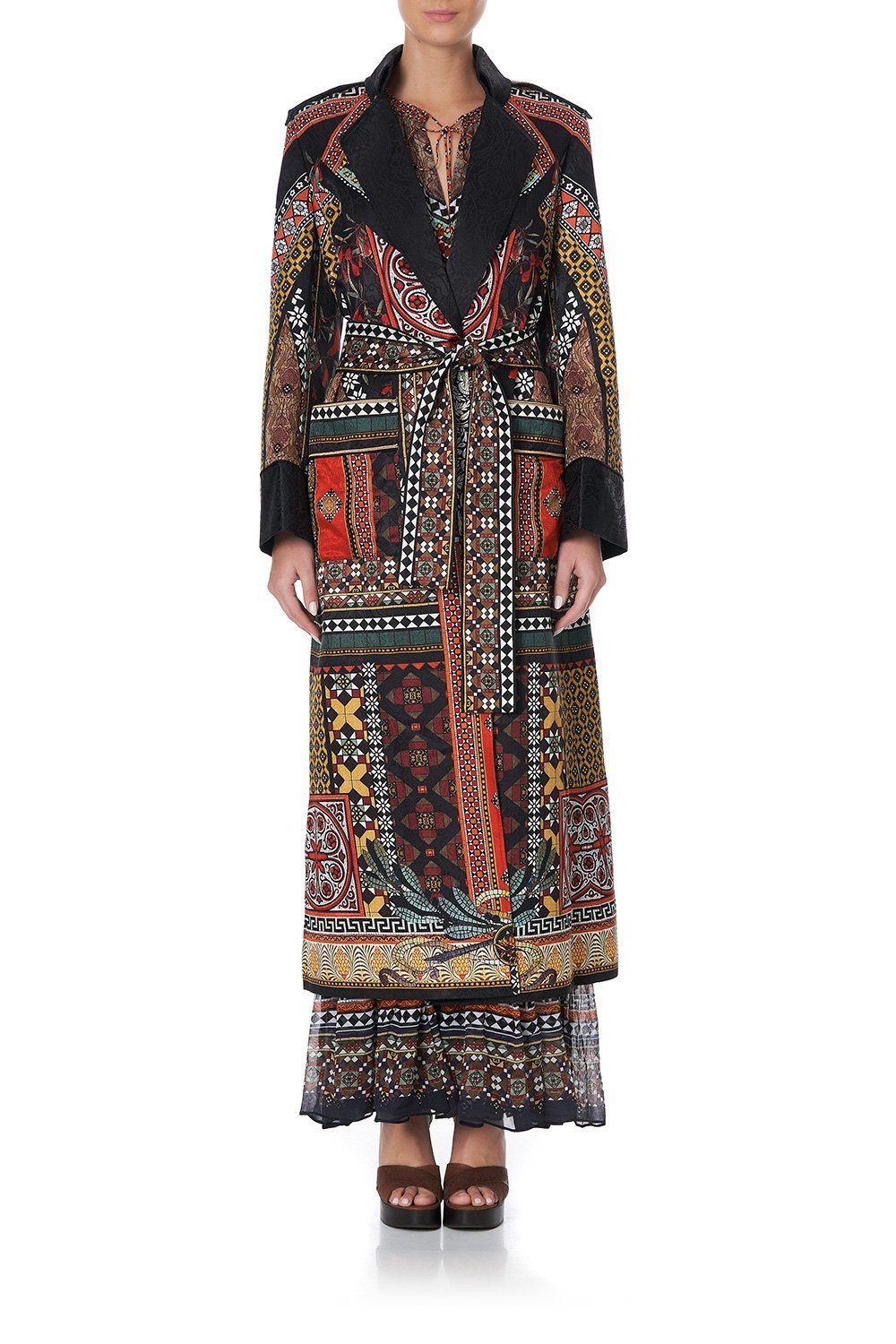 LONG MILITARY COAT PAVED IN PAISLEY