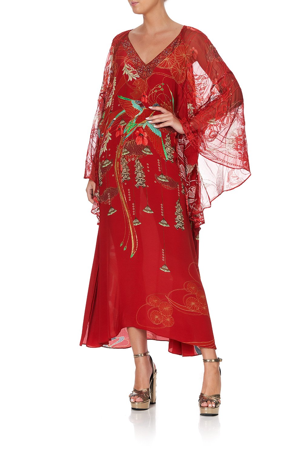 LONG RAGLAN SLEEVE FLARED KAFTAN FORBIDDEN FRUIT