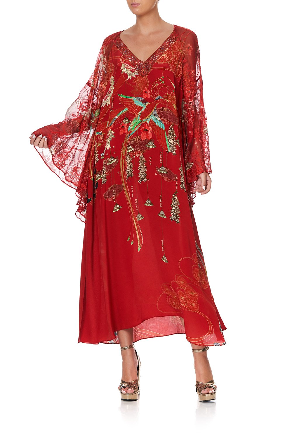 LONG RAGLAN SLEEVE FLARED KAFTAN FORBIDDEN FRUIT