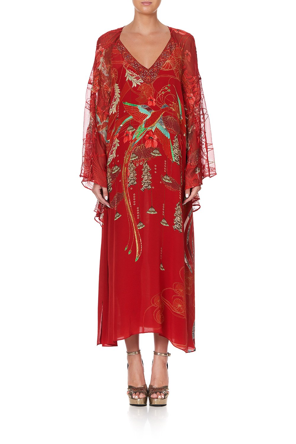 LONG RAGLAN SLEEVE FLARED KAFTAN FORBIDDEN FRUIT