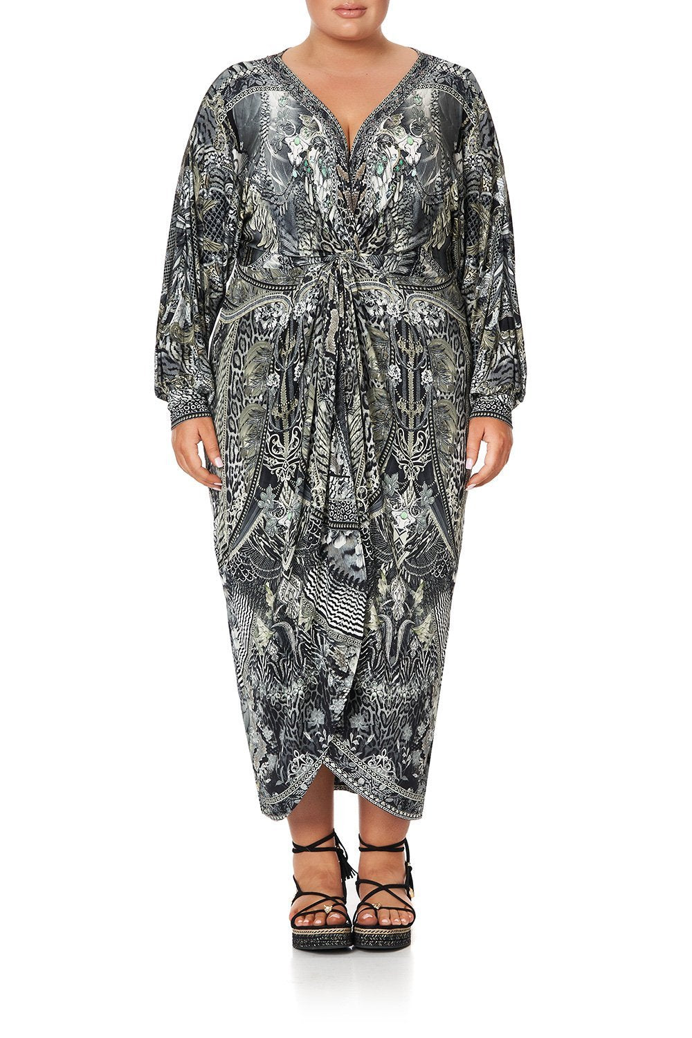 LONG SPLIT FRONT TWIST DRESS ONE TRIBE