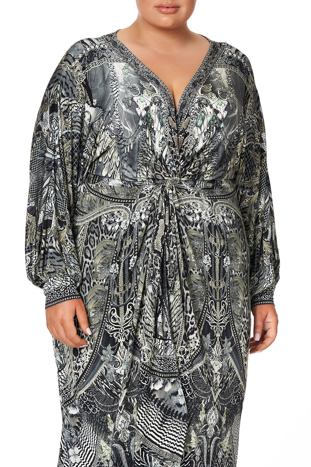 LONG SPLIT FRONT TWIST DRESS ONE TRIBE