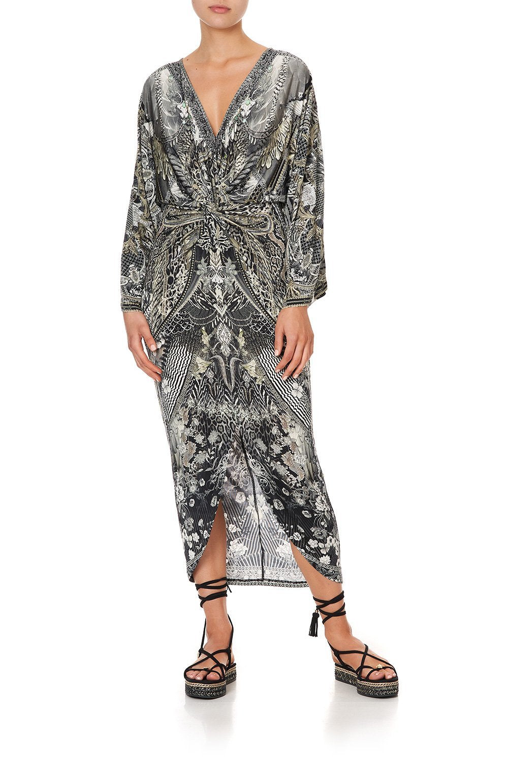 LONG SPLIT FRONT TWIST DRESS ONE TRIBE