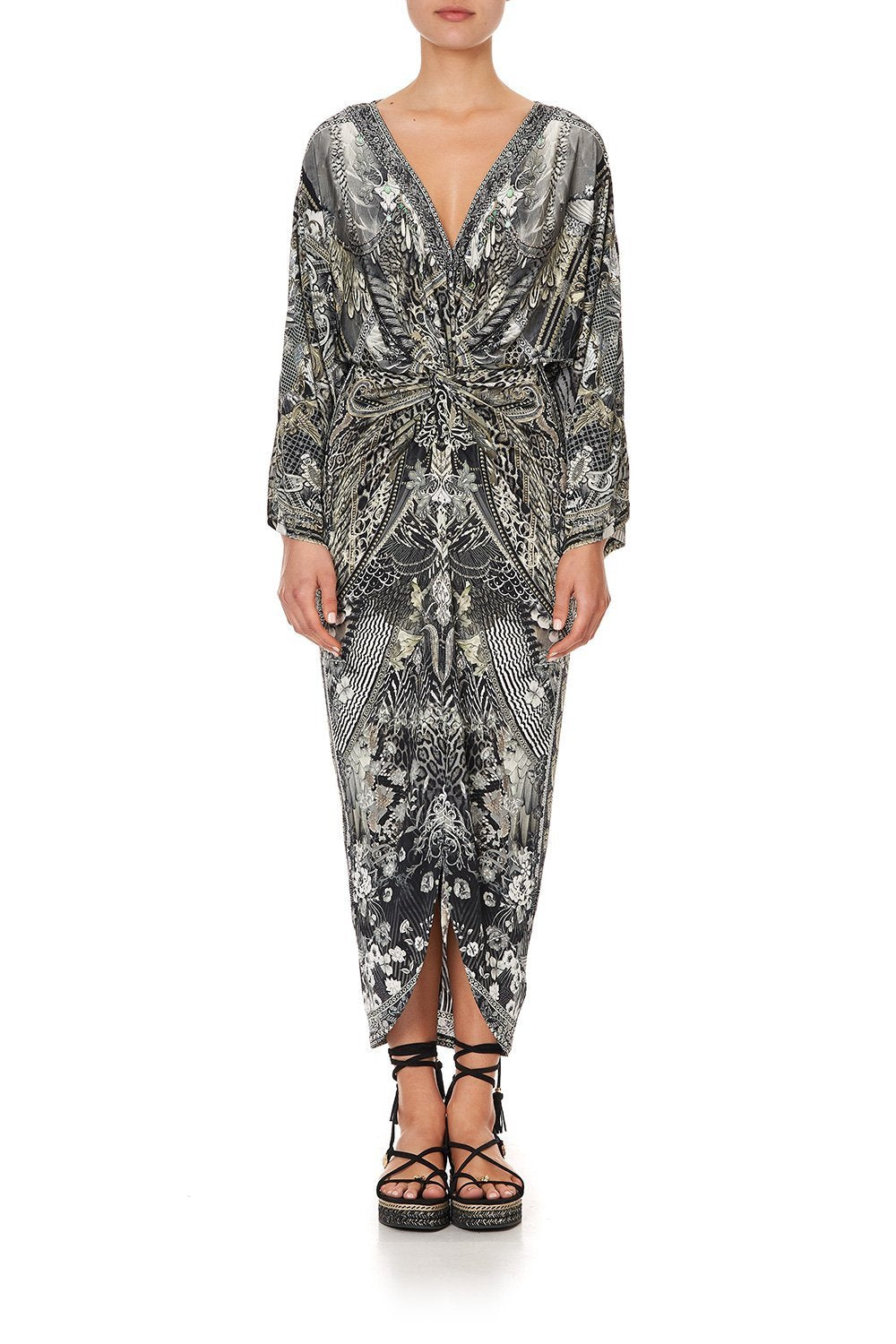 LONG SPLIT FRONT TWIST DRESS ONE TRIBE