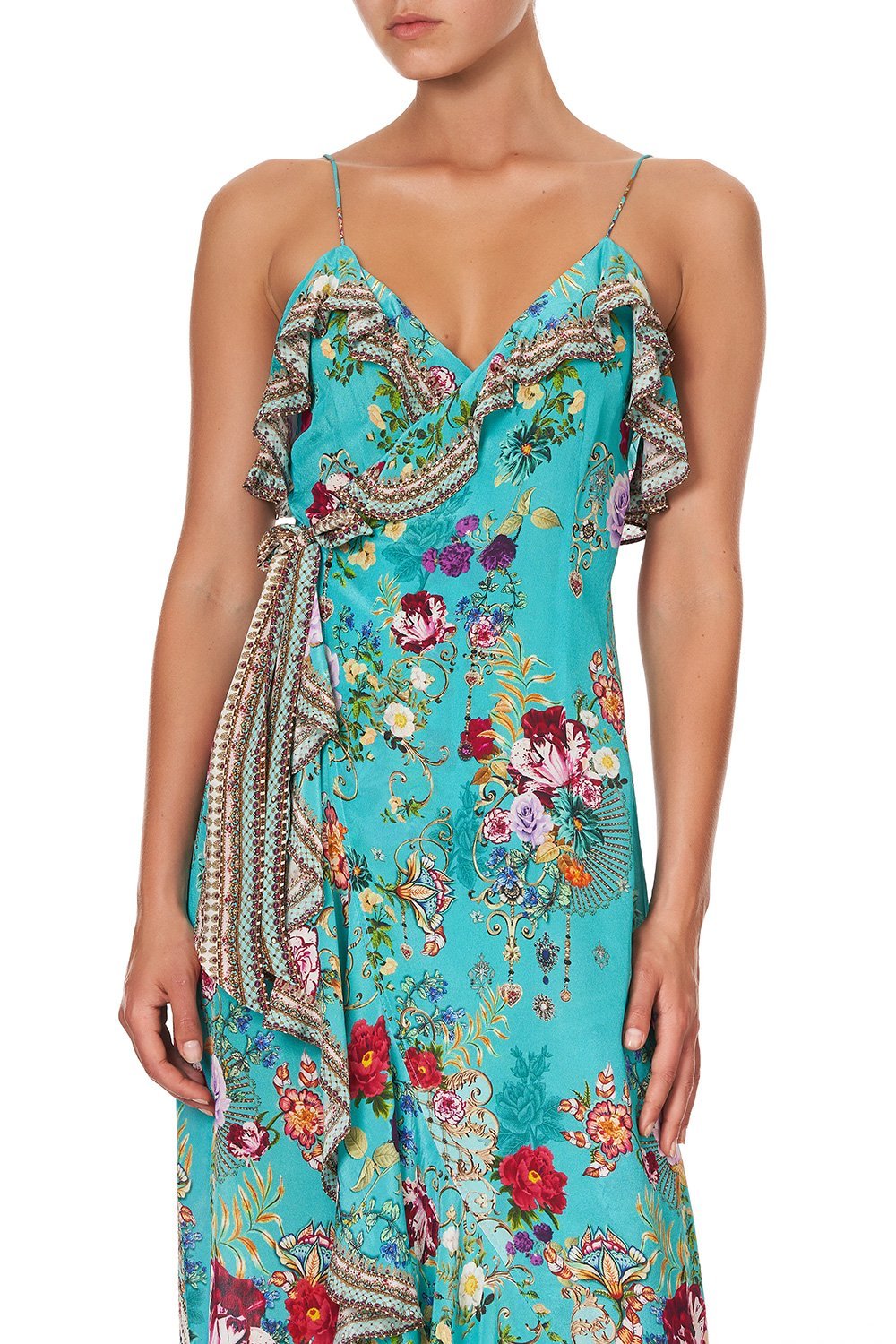 LONG WRAP DRESS WITH FRILL A SONNET FOR SATINE