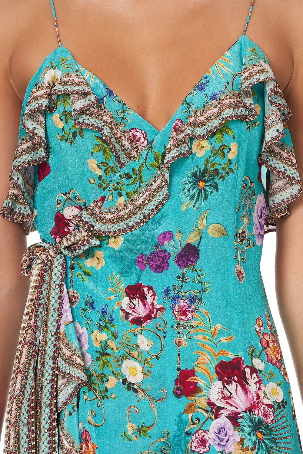 LONG WRAP DRESS WITH FRILL A SONNET FOR SATINE