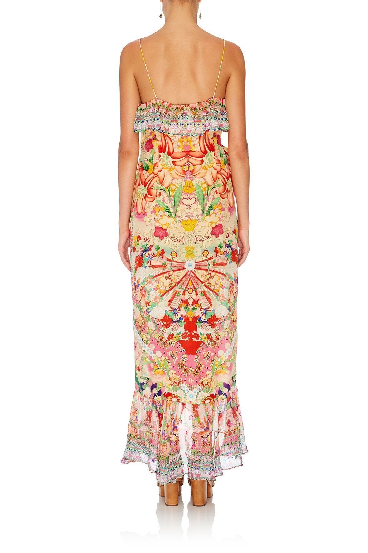 LONG WRAP DRESS WITH FRILL KIMONO KISSES