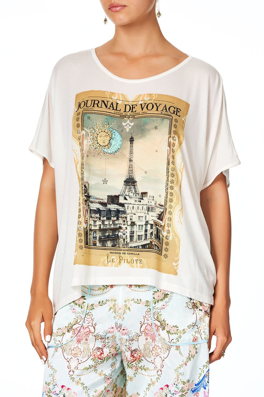 CAMILLA LOOSE FIT ROUND NECK TEE VERSAILLES SKY