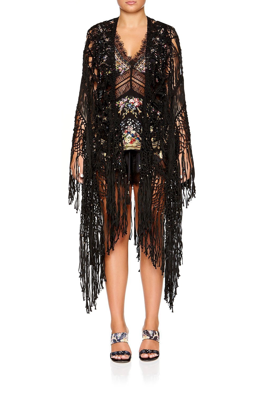 CAMILLA MACRAME THROW OVER PONCHO FRIEND IN FLORA