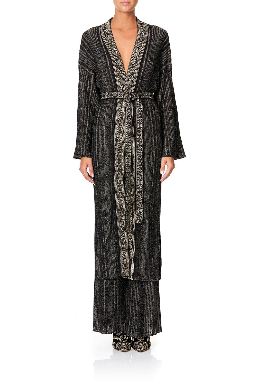 CAMILLA METALLIC KNIT CARDI WITH TIE REBELLE REBELLE