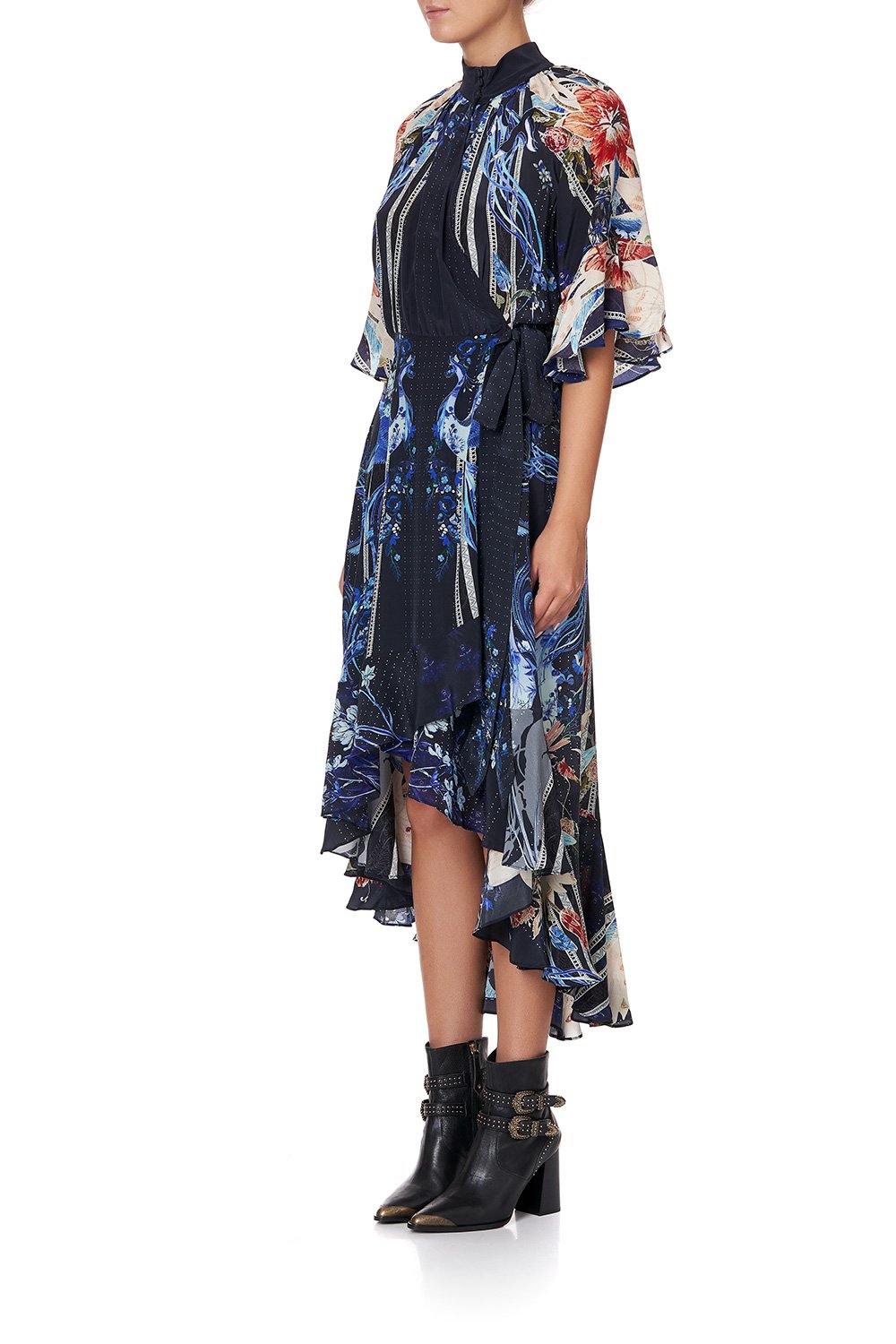 MIDI WRAP DRESS WITH RAGLAN SLEEVE MARE MYSTIQUE