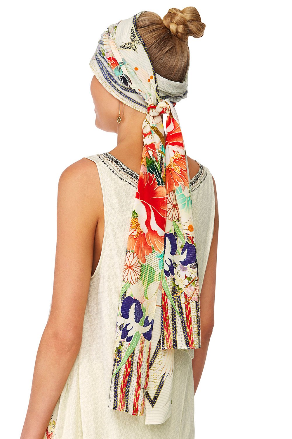 MS MAIKO KNITTED HEAD BAND W SILK SCARF